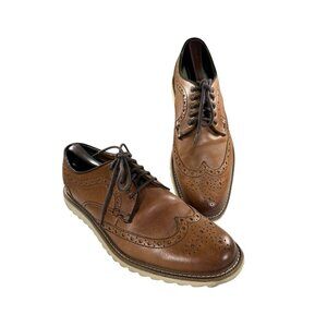 Johnston & Murphy Mens Size 9.5 M Brown Leather Wingtip Dress Comfort Shoes